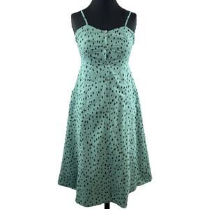 Nadadelazos Spain Blue Black Seed Dot Fit & Flare Organic Cotton Dress EU36 US 4